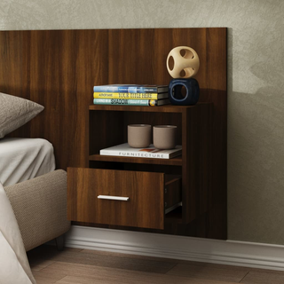 Wall-mounted Bedside Cabinet Brown Oak - Giant Lobelia