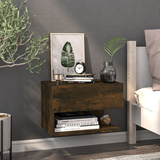 vidaXL Wall-mounted Bedside Cabinet Smoked Oak - Giant Lobelia