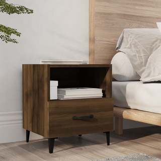 Bedside Cabinet Brown Oak Engineered Wood - Giant Lobelia