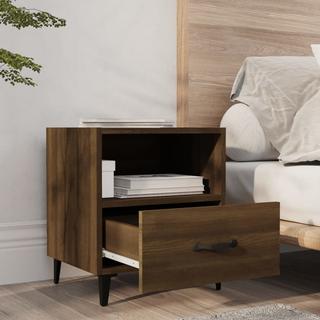 Bedside Cabinet Brown Oak Engineered Wood - Giant Lobelia