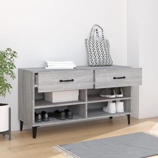 vidaXL Shoe Cabinet Grey Sonoma 102x35x55 cm Engineered Wood - Giant Lobelia