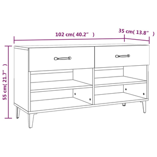 vidaXL Shoe Cabinet Grey Sonoma 102x35x55 cm Engineered Wood - Giant Lobelia