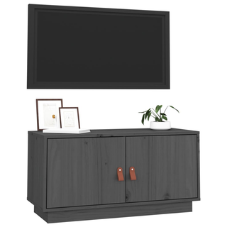 TV Cabinet Grey 80x34x40 cm Solid Wood Pine - Giant Lobelia