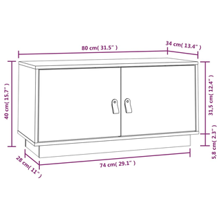 TV Cabinet Grey 80x34x40 cm Solid Wood Pine - Giant Lobelia