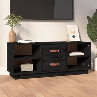 TV Cabinet Black 100x34x40 cm Solid Wood Pine - Giant Lobelia