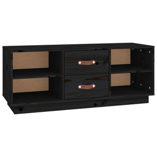 TV Cabinet Black 100x34x40 cm Solid Wood Pine - Giant Lobelia