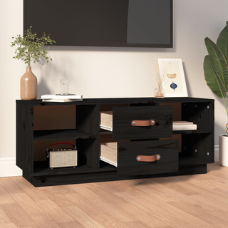 TV Cabinet Black 100x34x40 cm Solid Wood Pine - Giant Lobelia