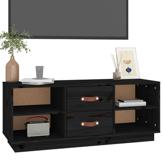 TV Cabinet Black 100x34x40 cm Solid Wood Pine - Giant Lobelia