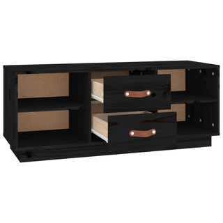 TV Cabinet Black 100x34x40 cm Solid Wood Pine - Giant Lobelia