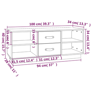 TV Cabinet Black 100x34x40 cm Solid Wood Pine - Giant Lobelia