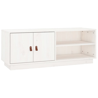 TV Cabinet White 105x34x40 cm Solid Wood Pine - Giant Lobelia