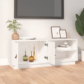 TV Cabinet White 105x34x40 cm Solid Wood Pine - Giant Lobelia