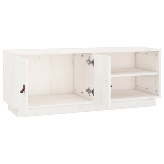 TV Cabinet White 105x34x40 cm Solid Wood Pine - Giant Lobelia