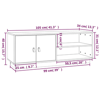 TV Cabinet White 105x34x40 cm Solid Wood Pine - Giant Lobelia