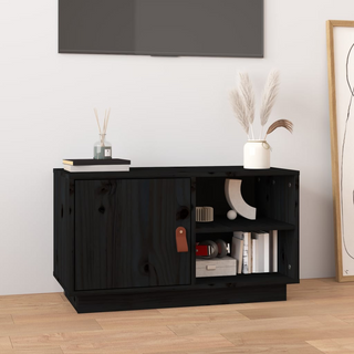 vidaXL TV Cabinet Black 70x34x40 cm Solid Wood Pine - Giant Lobelia