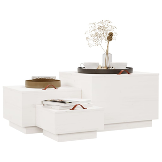 Storage Boxes with Lids 3 pcs White Solid Wood Pine - Giant Lobelia