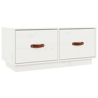 TV Cabinet White 80x34x35 cm Solid Wood Pine - Giant Lobelia