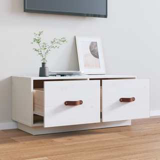 TV Cabinet White 80x34x35 cm Solid Wood Pine - Giant Lobelia