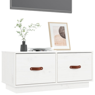 TV Cabinet White 80x34x35 cm Solid Wood Pine - Giant Lobelia