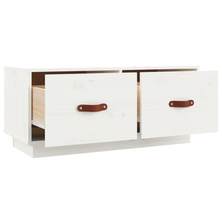 TV Cabinet White 80x34x35 cm Solid Wood Pine - Giant Lobelia