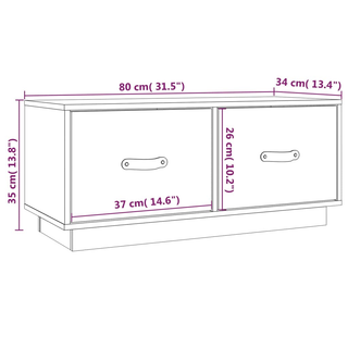 TV Cabinet White 80x34x35 cm Solid Wood Pine - Giant Lobelia