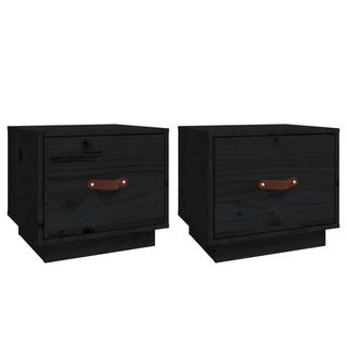 Bedside Cabinets 2 pcs Black 40x34x35 cm Solid Wood Pine - Giant Lobelia