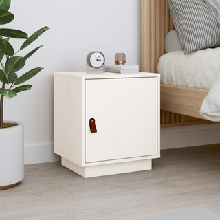 Bedside Cabinet White 40x34x45 cm Solid Wood Pine - Giant Lobelia