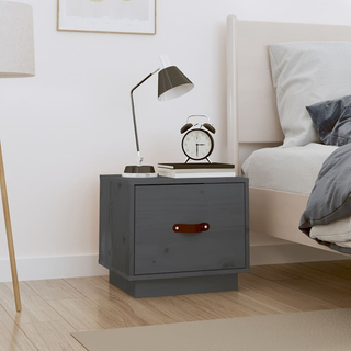 Bedside Cabinet Grey 40x34x35 cm Solid Wood Pine - Giant Lobelia