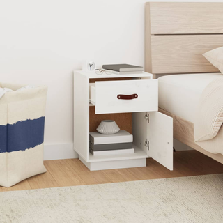 vidaXL Bedside Cabinet White 40x34x55 cm Solid Wood Pine - Giant Lobelia