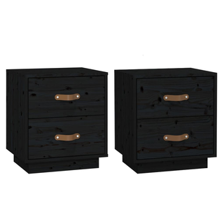 Bedside Cabinets 2 pcs Black 40x34x45 cm Solid Wood Pine - Giant Lobelia