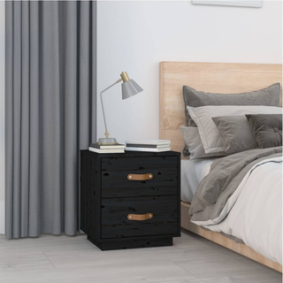 Bedside Cabinets 2 pcs Black 40x34x45 cm Solid Wood Pine - Giant Lobelia