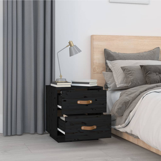 Bedside Cabinets 2 pcs Black 40x34x45 cm Solid Wood Pine - Giant Lobelia