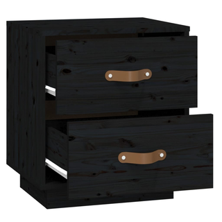 Bedside Cabinets 2 pcs Black 40x34x45 cm Solid Wood Pine - Giant Lobelia