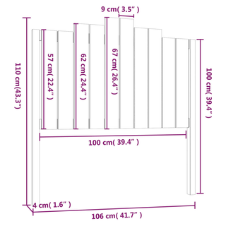 Bed Headboard White 106x4x110 cm Solid Wood Pine - Giant Lobelia