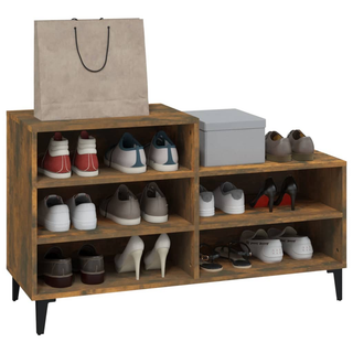 Shoe Cabinet Smoked Oak 102x36x60 cm Engineered Wood - Giant Lobelia