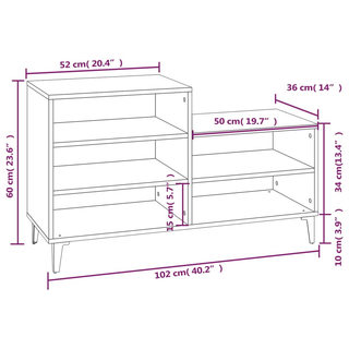 Shoe Cabinet Smoked Oak 102x36x60 cm Engineered Wood - Giant Lobelia