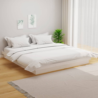 Bed Frame White Solid Wood Pine 200x200 cm - Giant Lobelia