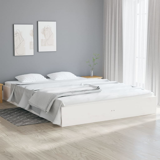 Bed Frame White Solid Wood 150x200 cm King Size - Giant Lobelia