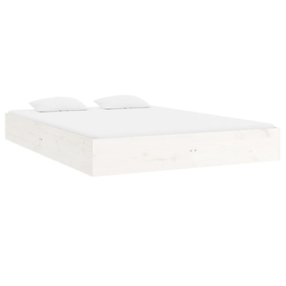 Bed Frame White Solid Wood 150x200 cm King Size - Giant Lobelia