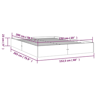 Bed Frame White Solid Wood 150x200 cm King Size - Giant Lobelia