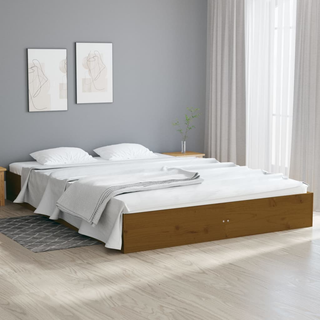 Bed Frame Honey Brown Solid Wood 150x200 cm King Size - Giant Lobelia