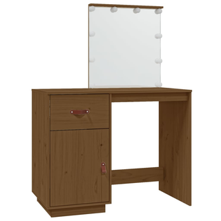 vidaXL Dressing Table with LED Honey Brown 95x50x133.5 cm Solid Wood Pine - Giant Lobelia