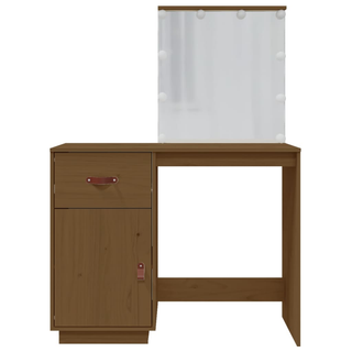 vidaXL Dressing Table with LED Honey Brown 95x50x133.5 cm Solid Wood Pine - Giant Lobelia