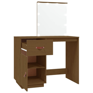 vidaXL Dressing Table with LED Honey Brown 95x50x133.5 cm Solid Wood Pine - Giant Lobelia