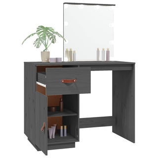 vidaXL Dressing Table with LED Grey 95x50x133.5 cm Solid Wood Pine - Giant Lobelia