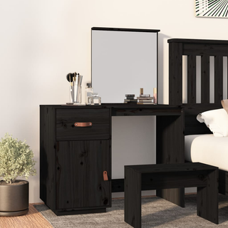 vidaXL Dressing Table Black 95x50x134 cm Solid Wood Pine - Giant Lobelia