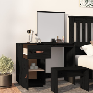 vidaXL Dressing Table Black 95x50x134 cm Solid Wood Pine - Giant Lobelia