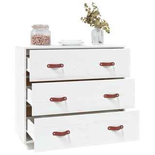 Sideboard White 80x40x75 cm Solid Wood Pine - Giant Lobelia