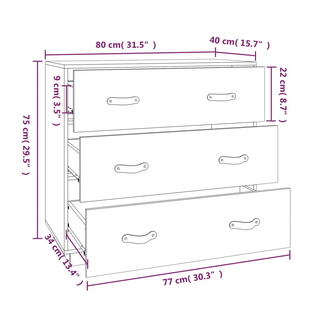 Sideboard White 80x40x75 cm Solid Wood Pine - Giant Lobelia