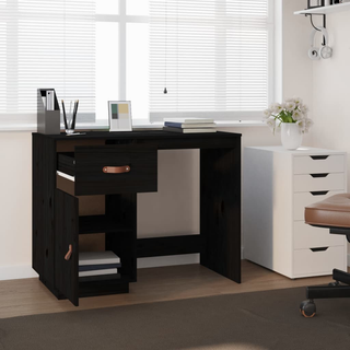 vidaXL Desk Black 95x50x75 cm Solid Wood Pine - Giant Lobelia